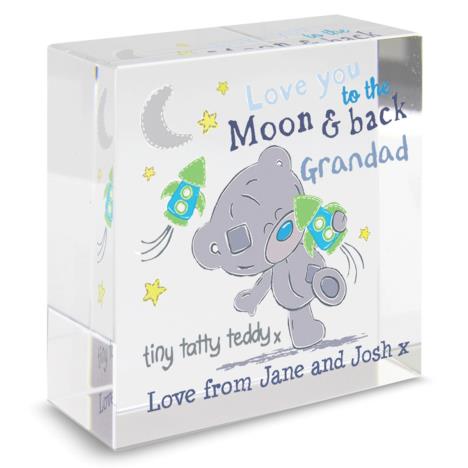 Personalised Tiny Tatty Teddy Moon & Back Crystal Block £16.99